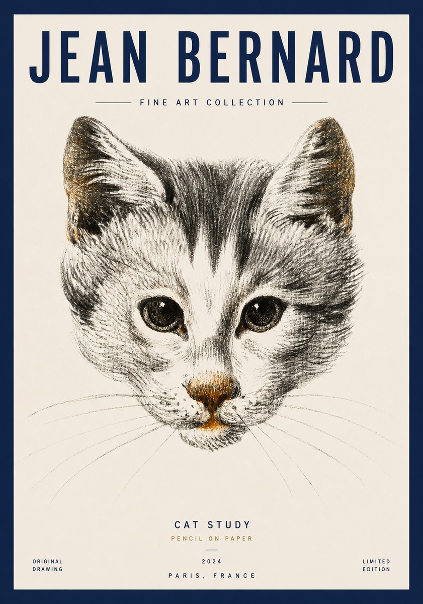Jean Bernard Cat Study IX No3 - Póster