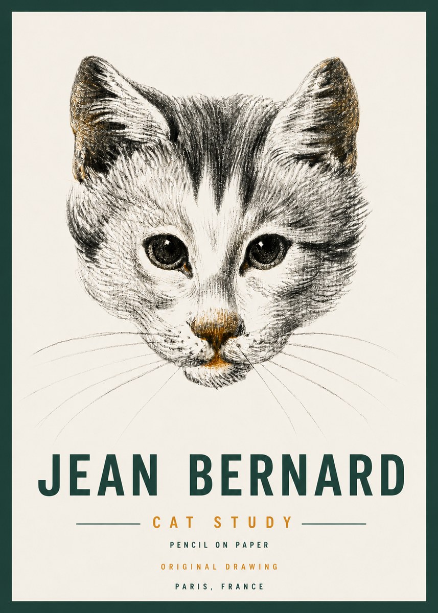 Jean Bernard Cat Study IX No4 - Póster
