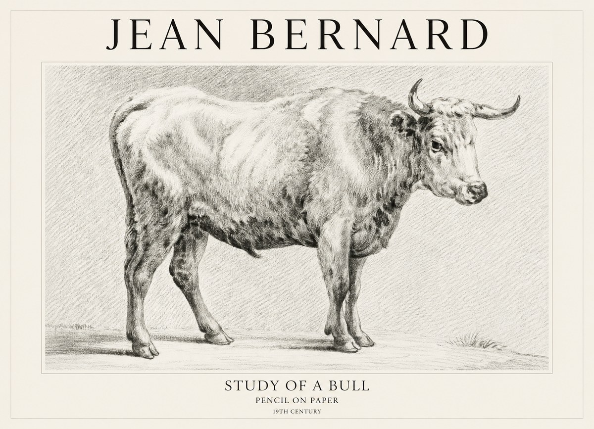 Jean Bernard Study of a Bull IV No1 - Póster