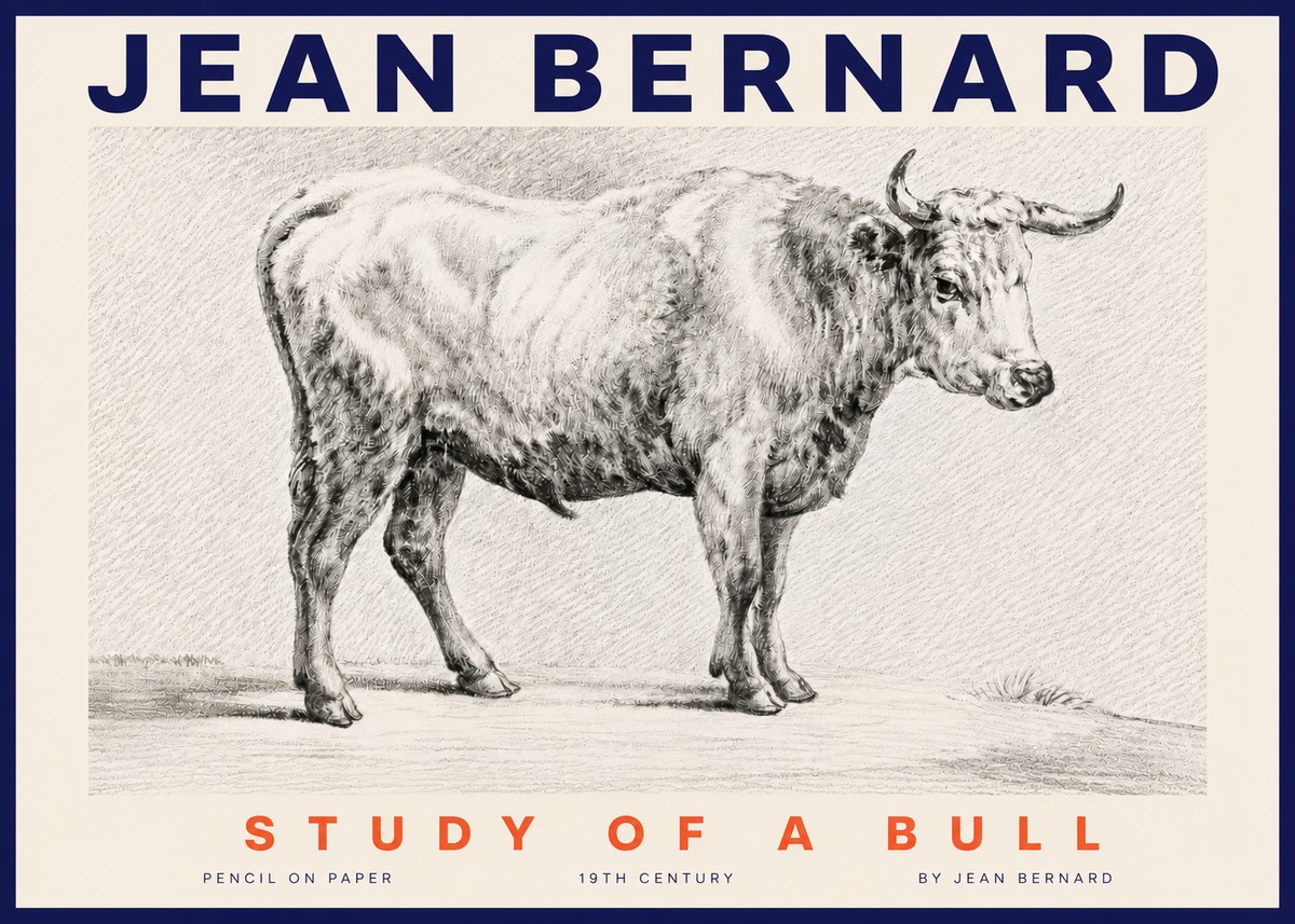 Jean Bernard Study of a Bull IV No4 - Póster