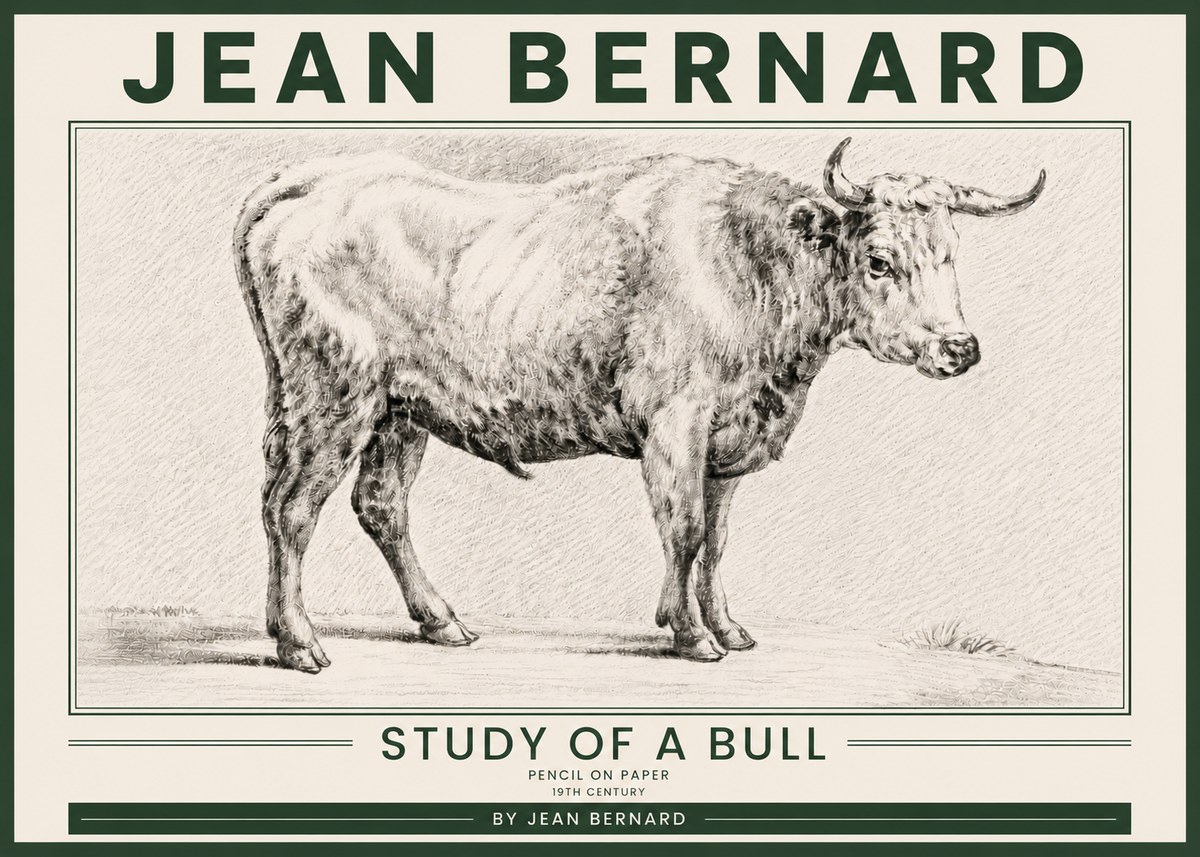 Jean Bernard Study of a Bull IV No5 - Póster