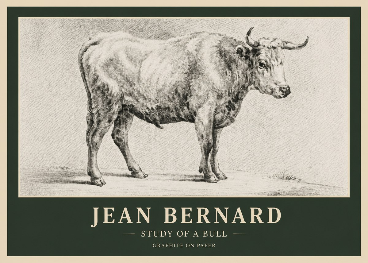 Jean Bernard Study of a Bull IV No6 - Póster