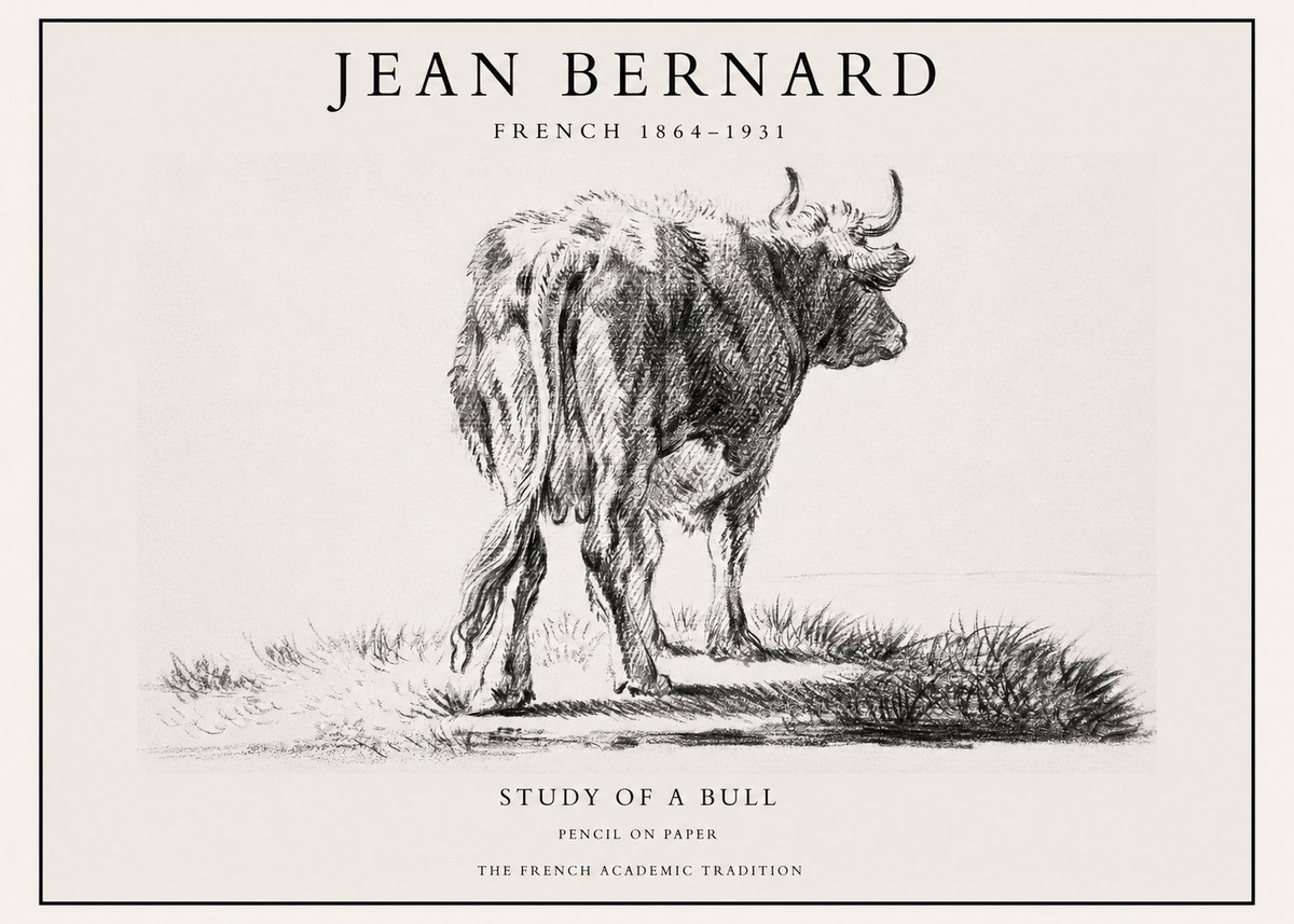 Jean Bernard Study of a Bull V No1 - Póster