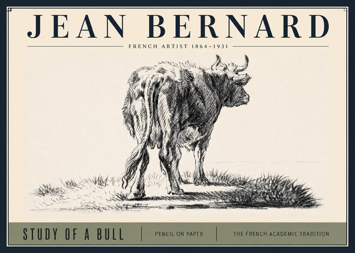 Jean Bernard Study of a Bull V No3 - Póster