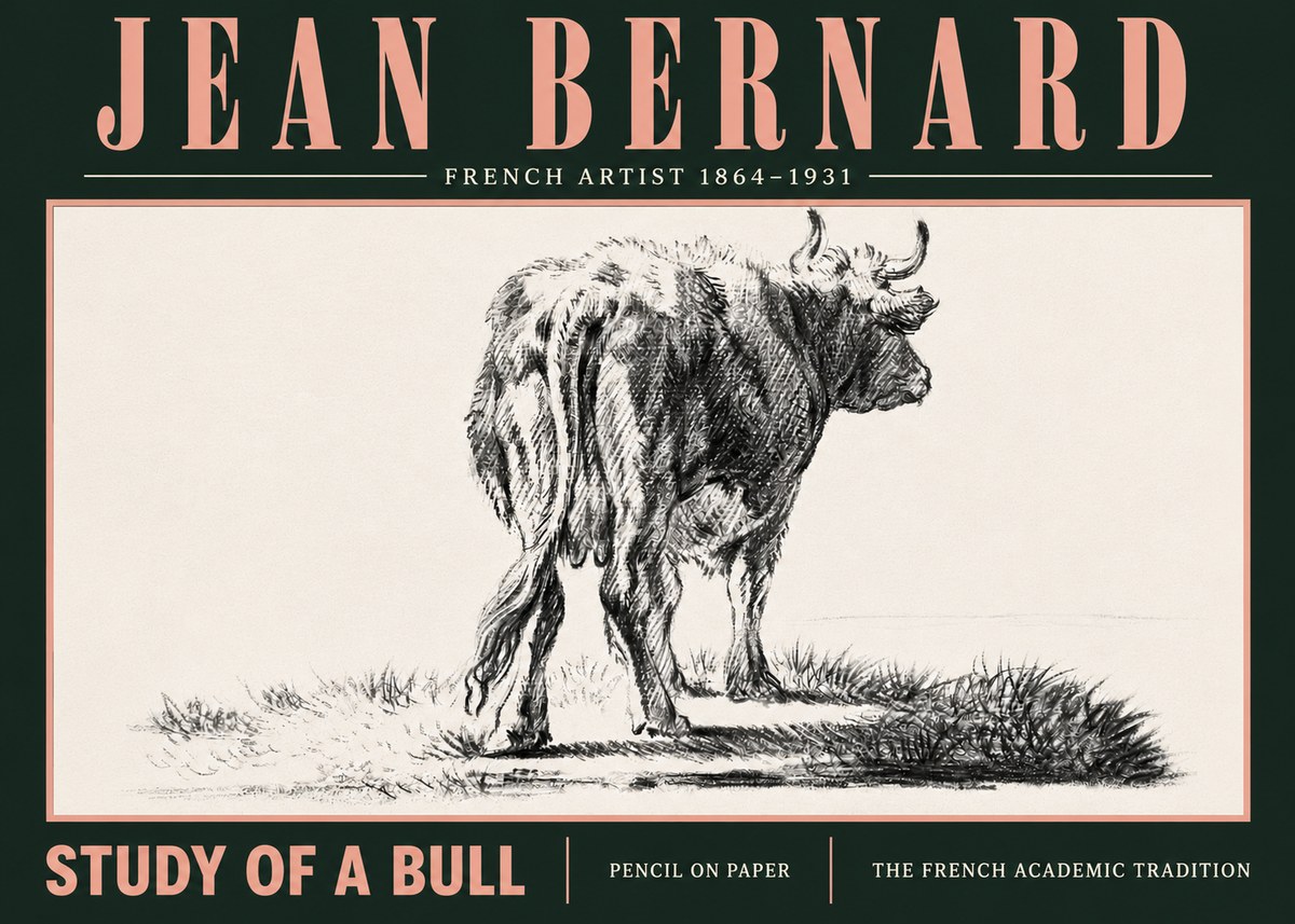 Jean Bernard Study of a Bull V No5 - Póster
