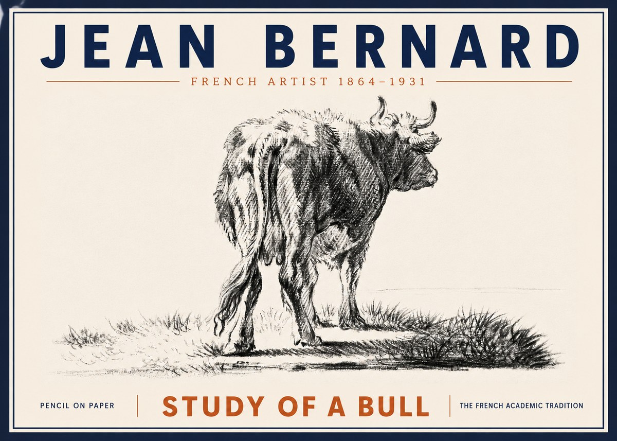 Jean Bernard Study of a Bull V No6 - Póster