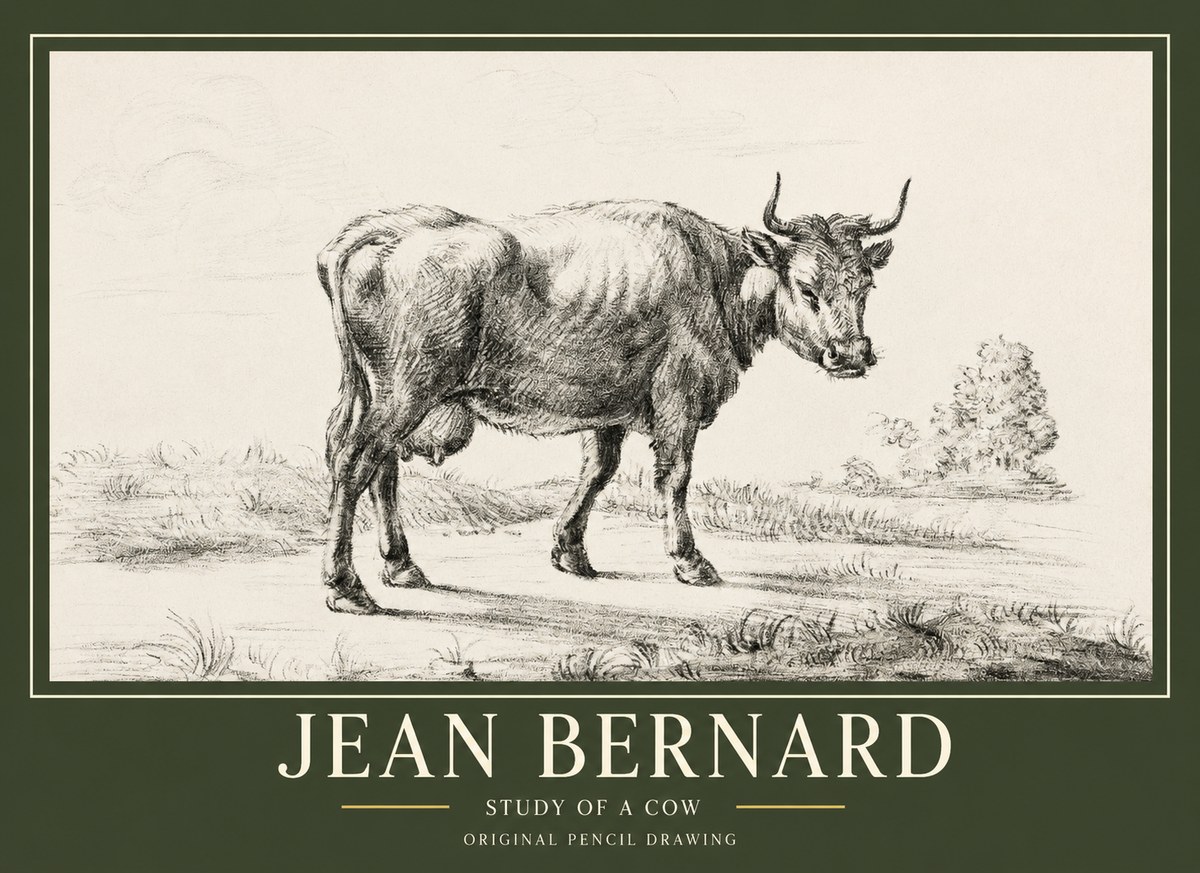 Jean Bernard Study of a Cow XII No1 - Póster