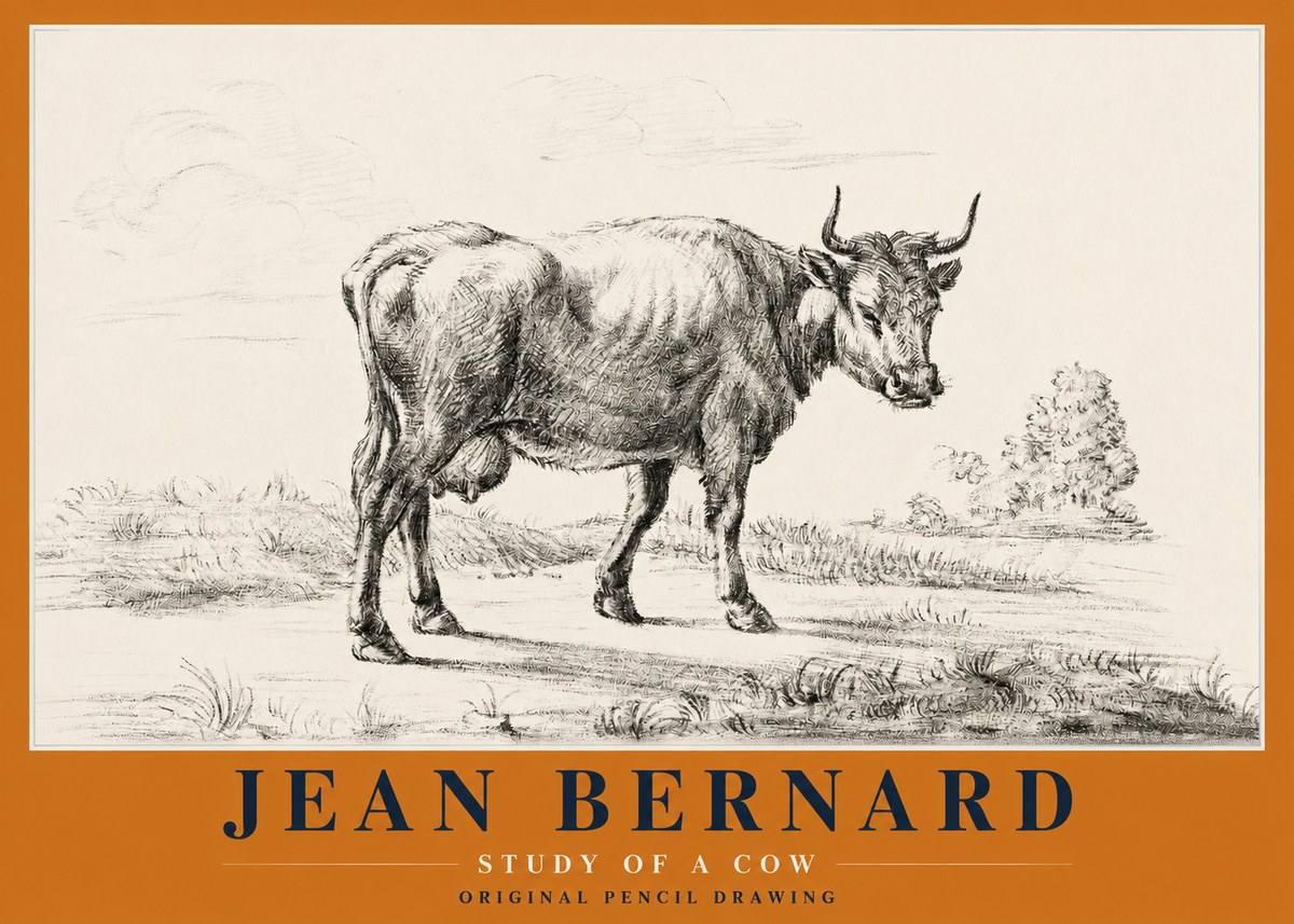 Jean Bernard Study of a Cow XII No2 - Póster