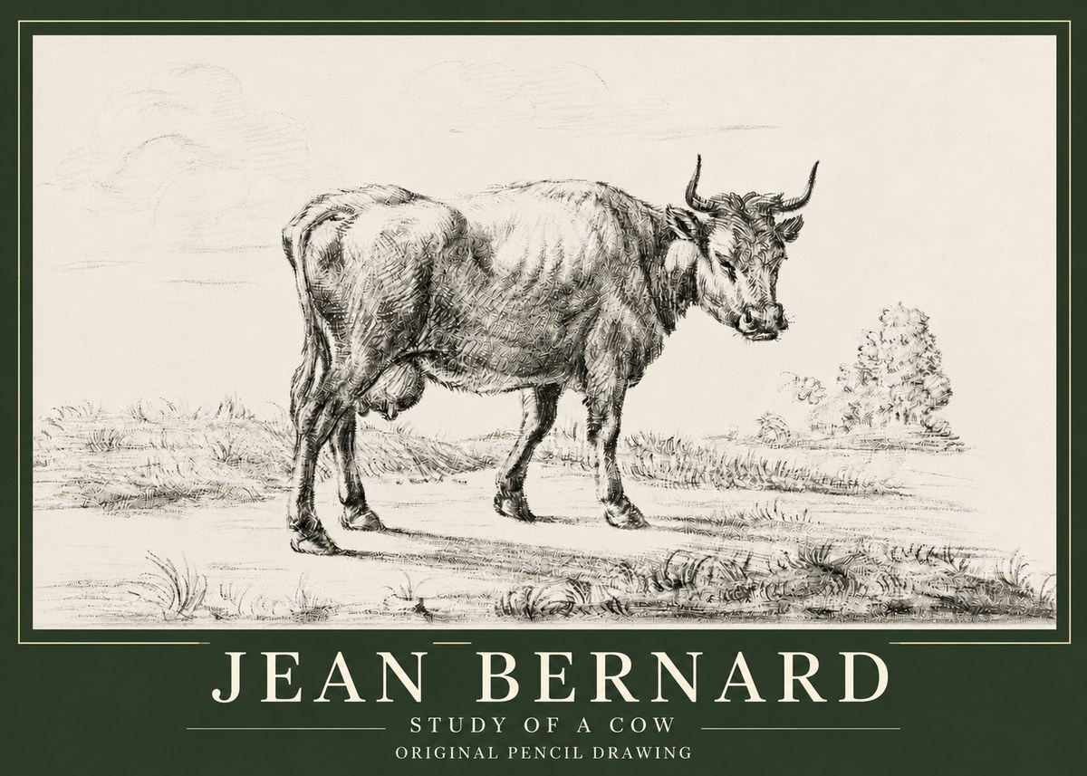 Jean Bernard Study of a Cow XII No3 - Póster