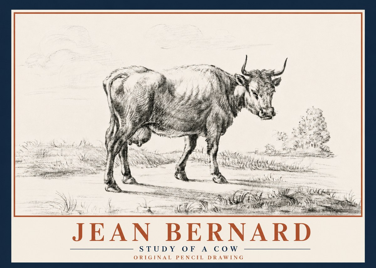 Jean Bernard Study of a Cow XII No5 - Póster