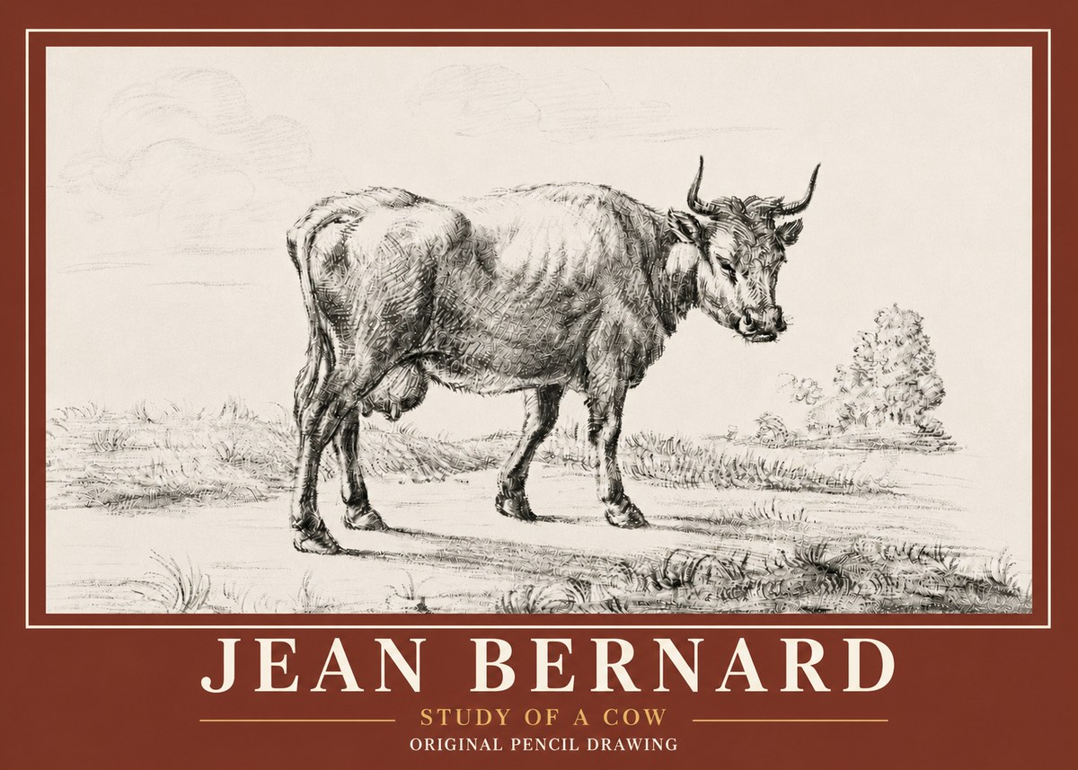 Jean Bernard Study of a Cow XII No6 - Póster