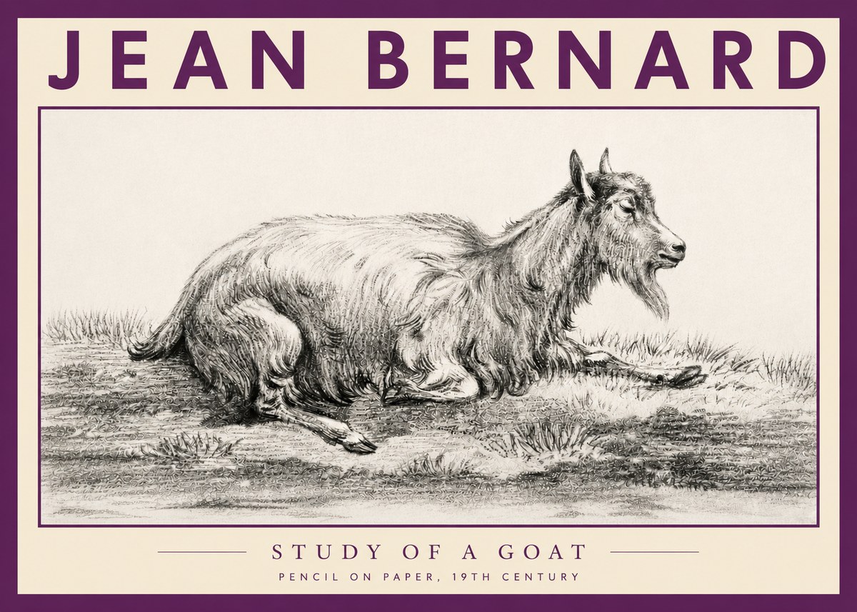 Jean Bernard Study of a Goat V No3 - Póster
