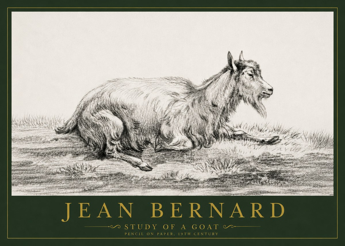 Jean Bernard Study of a Goat V No4 - Póster