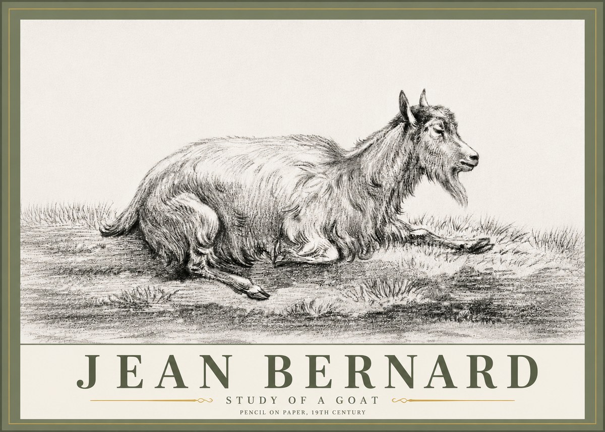 Jean Bernard Study of a Goat V No6 - Póster