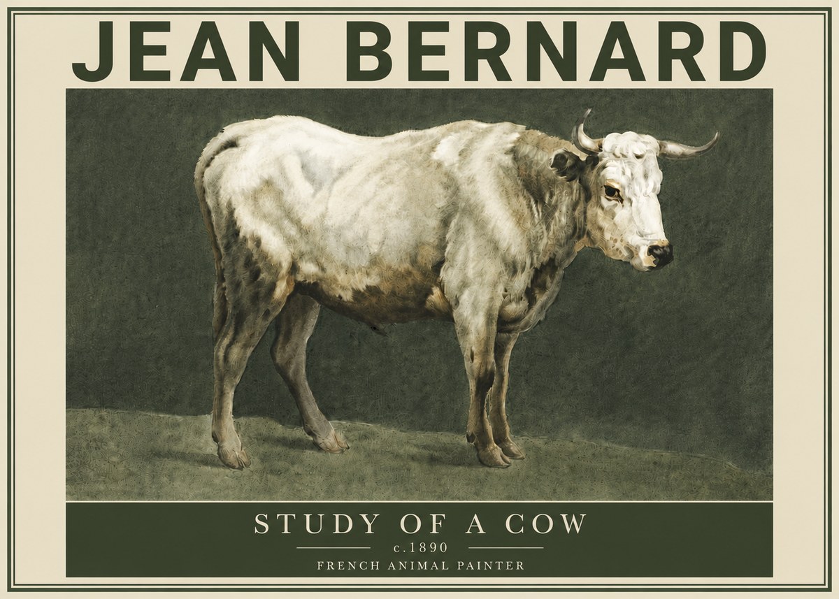 Jean Bernard Study of a Cow C. 1890 No4 - Póster
