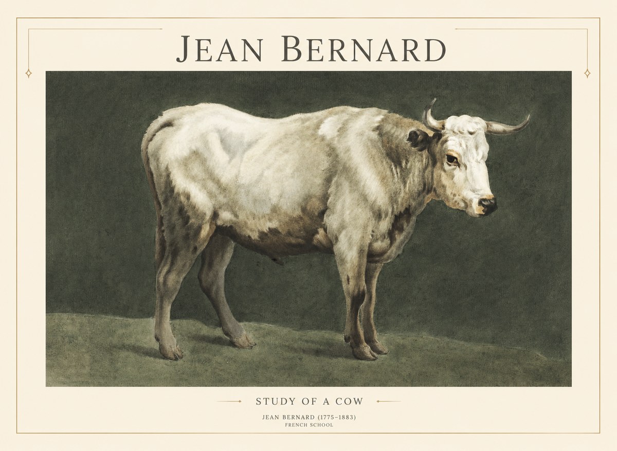 Jean Bernard Study of a Cow C. 1890 No5 - Póster