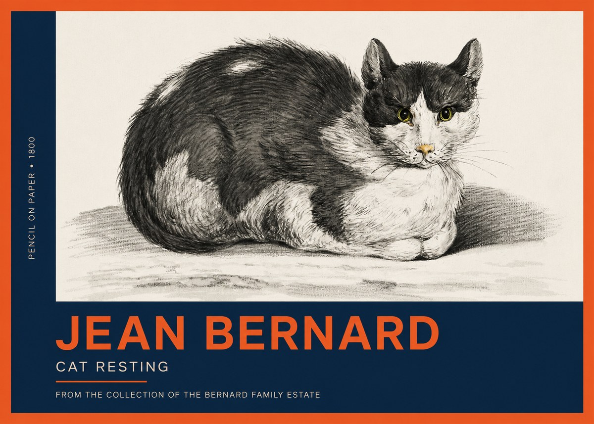 Jean Bernard Cat Resting No2 - Póster