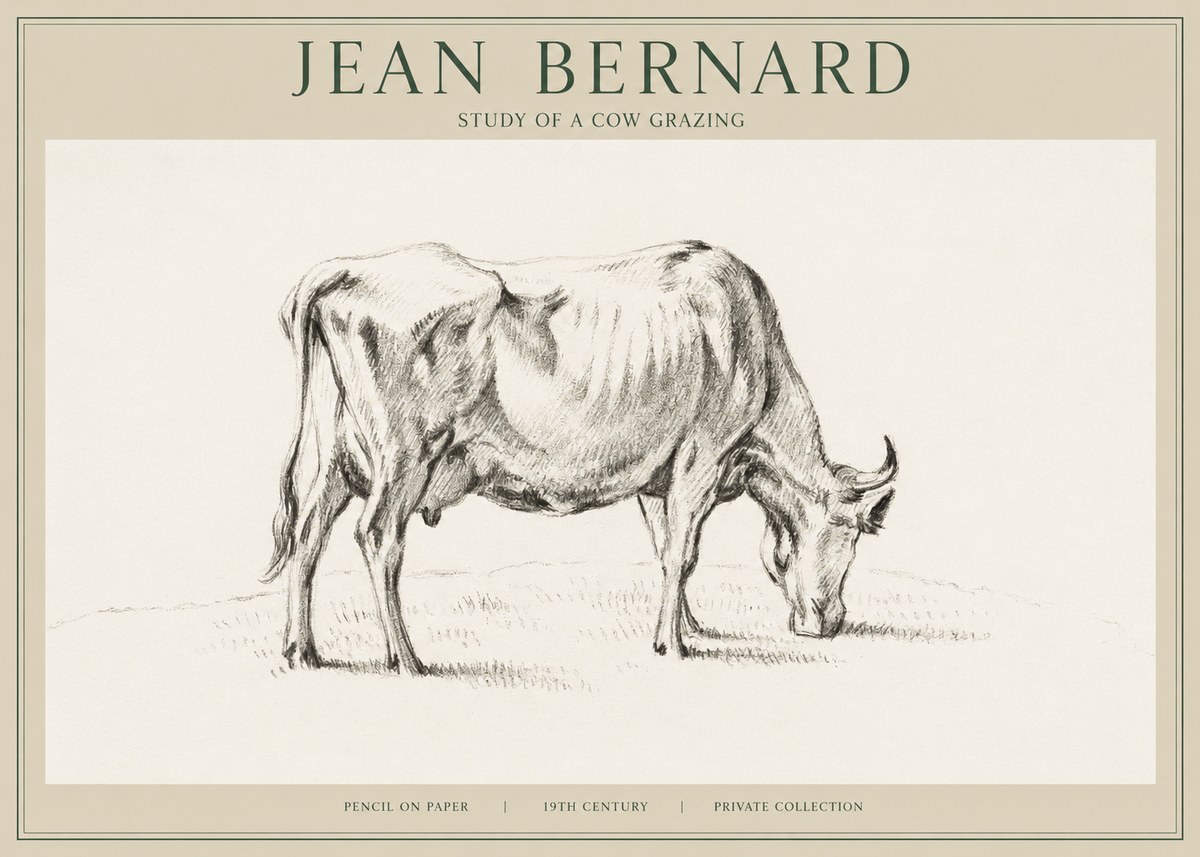 Jean Bernard Study of a Cow Grazing I No1 - Póster