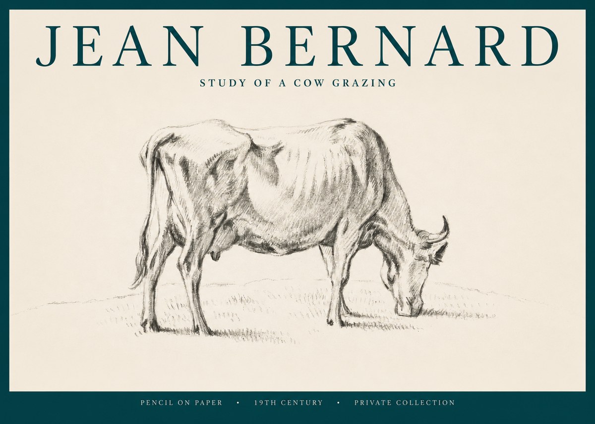 Jean Bernard Study of a Cow Grazing I No2 - Póster