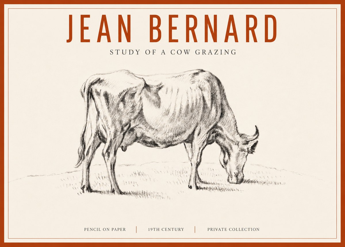 Jean Bernard Study of a Cow Grazing I No3 - Póster