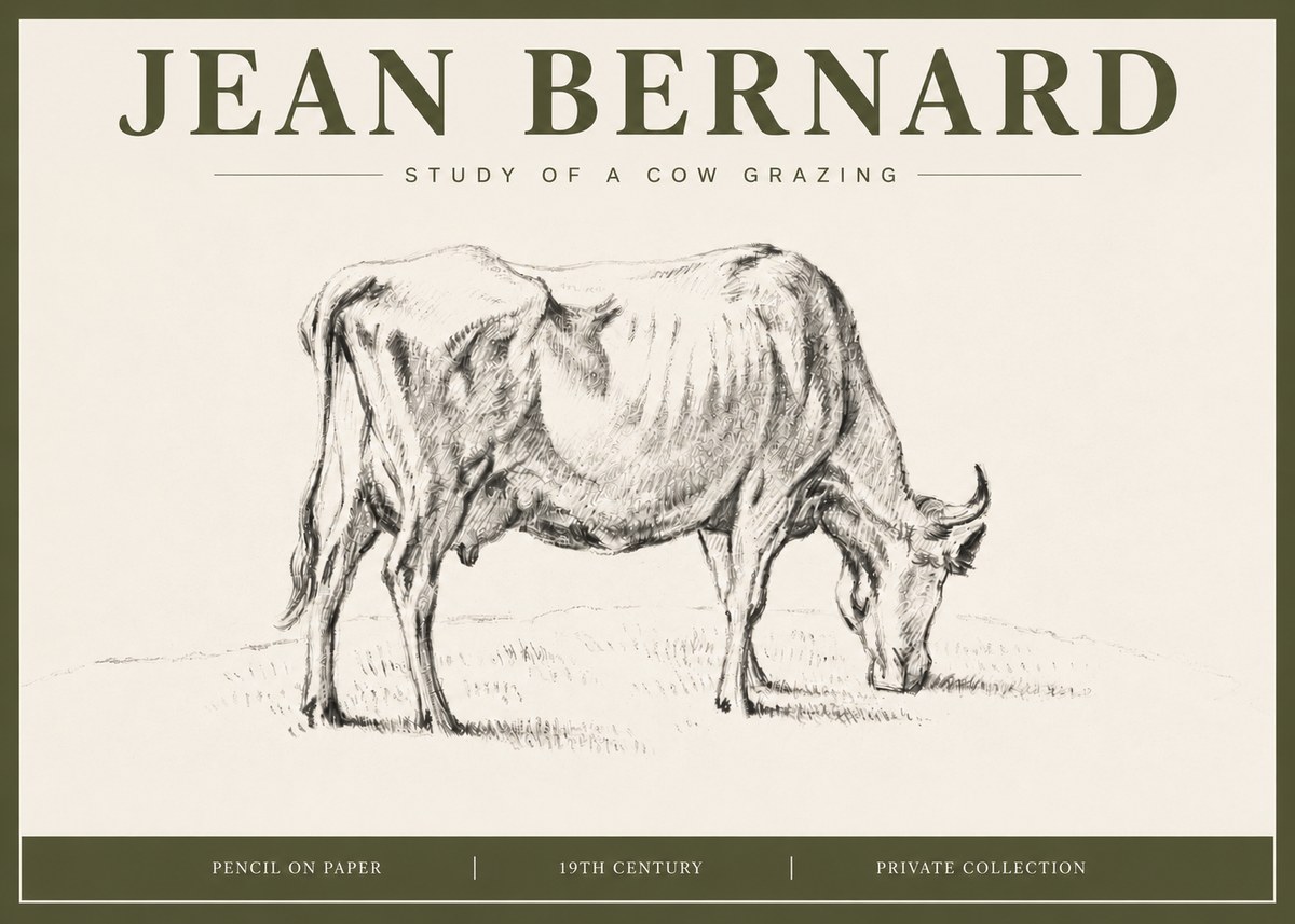 Jean Bernard Study of a Cow Grazing I No4 - Póster