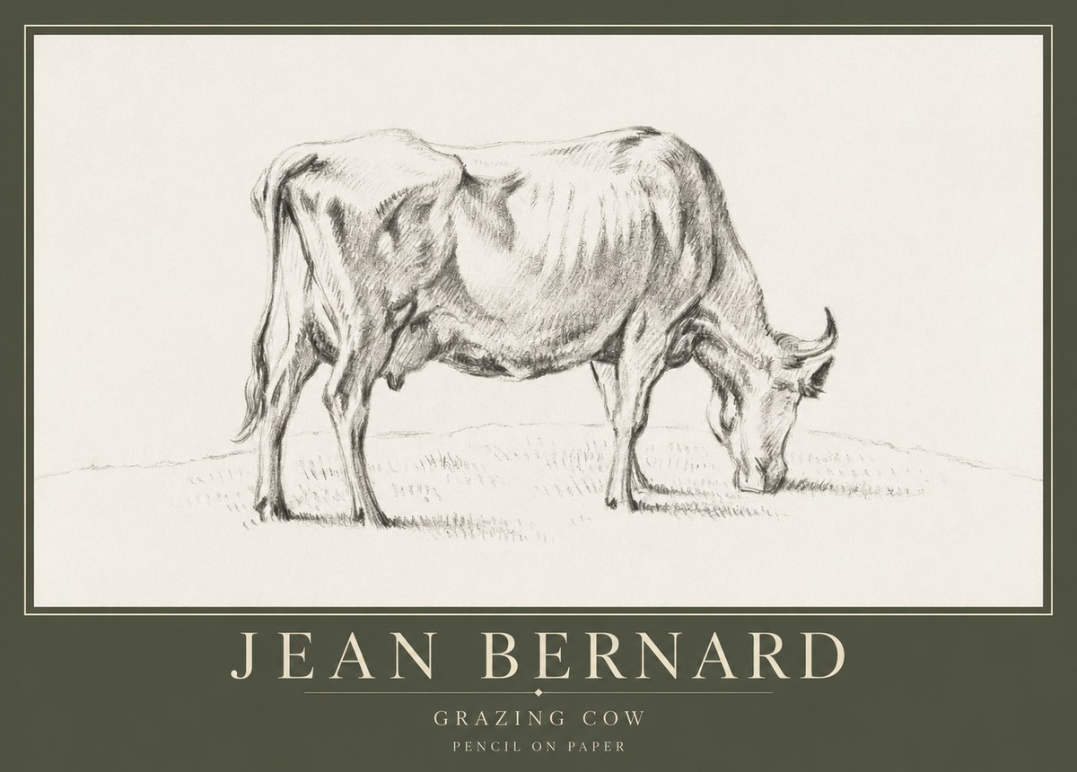 Jean Bernard Study of a Cow Grazing I No5 - Póster