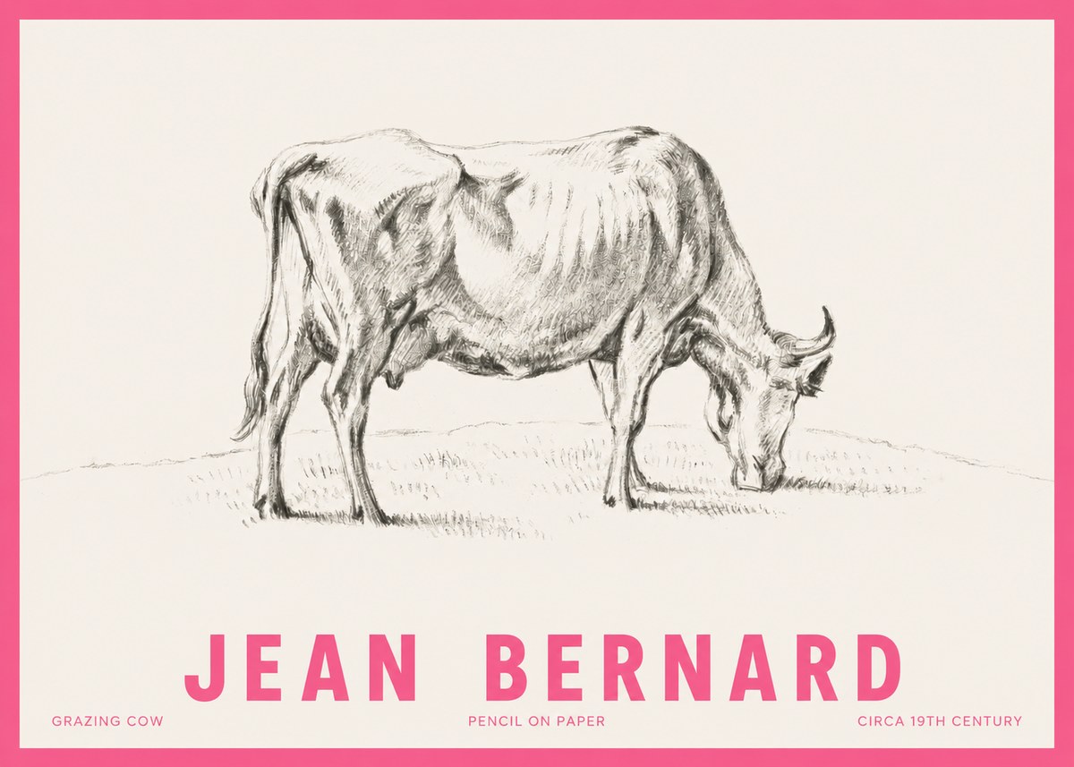 Jean Bernard Study of a Cow Grazing I No6 - Póster