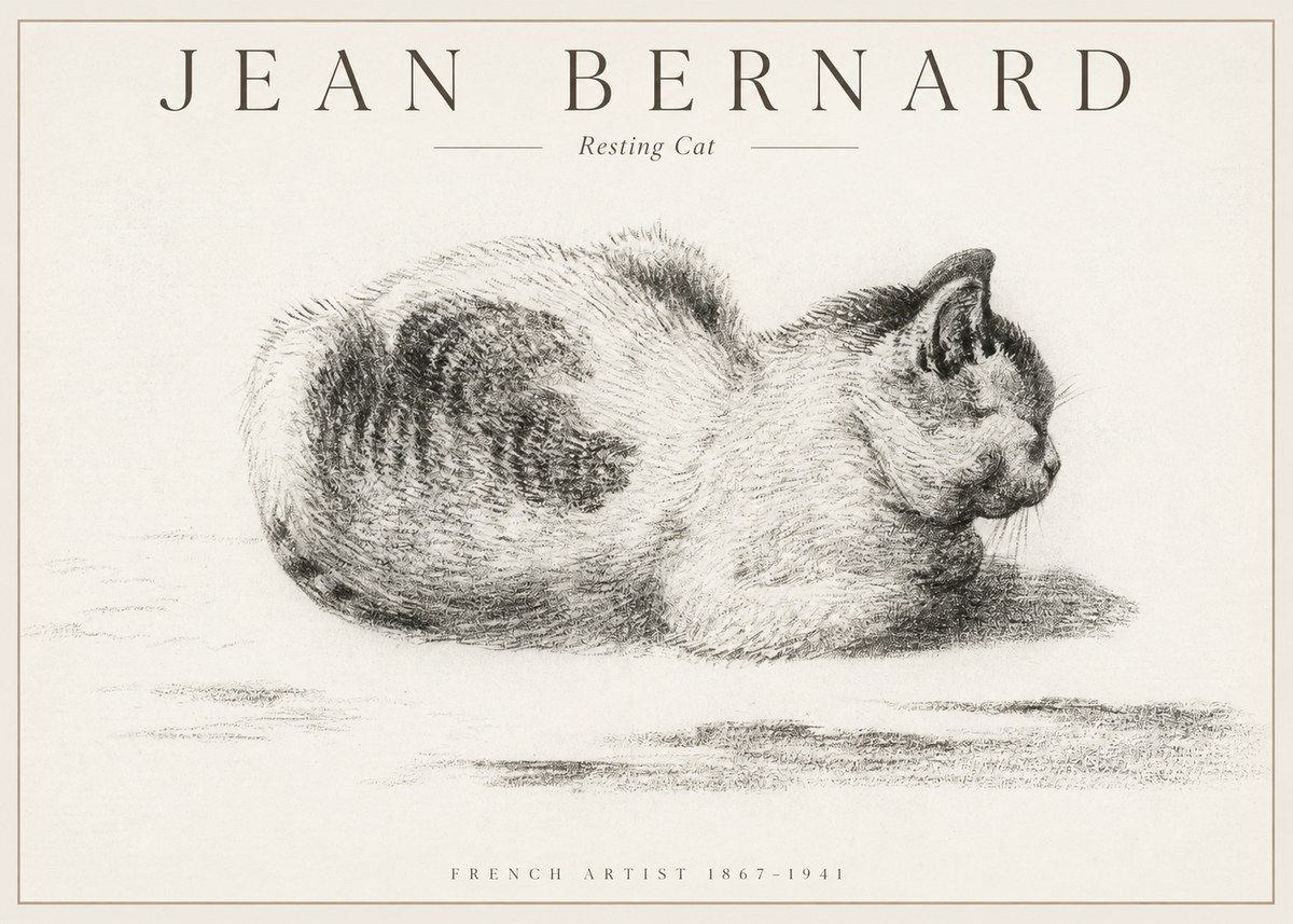 Jean Bernard Resting Cat No1 - Póster
