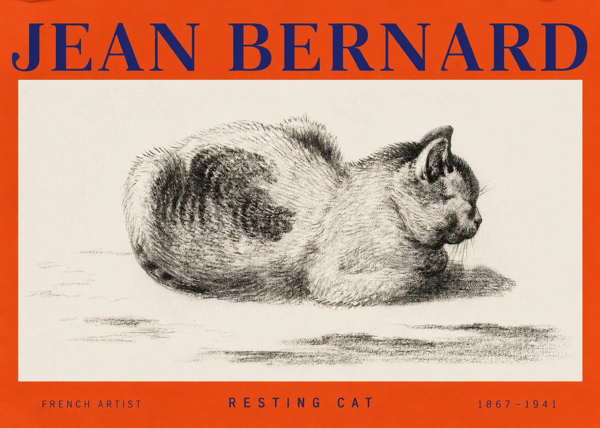 Jean Bernard Resting Cat No2 - Póster