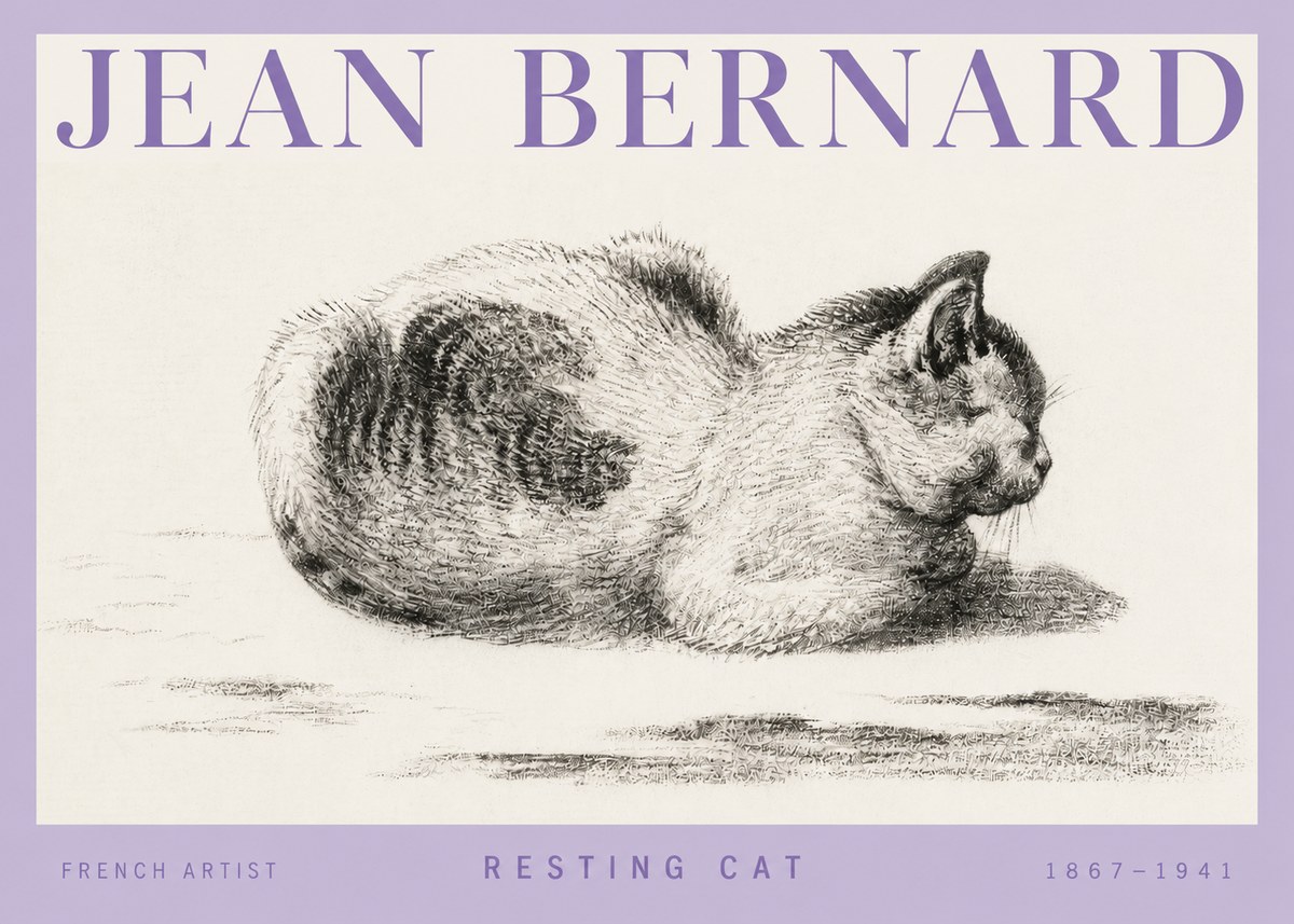 Jean Bernard Resting Cat No4 - Póster