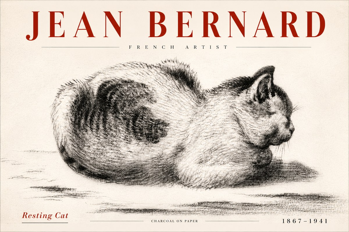 Jean Bernard Resting Cat No5 - Póster