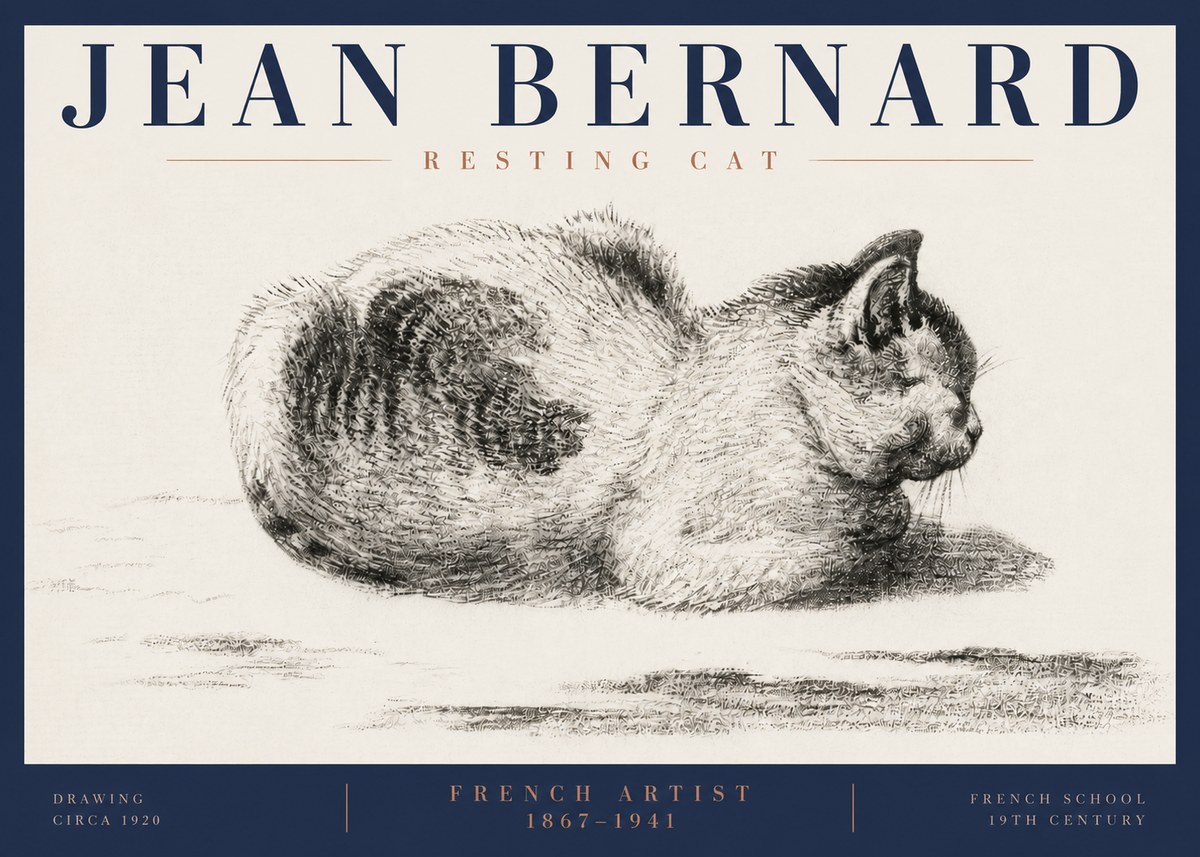 Jean Bernard Resting Cat No6 - Póster