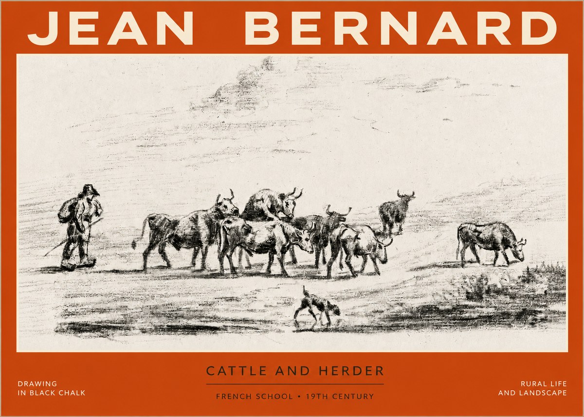Jean Bernard Cattle and Herder No2 - Póster