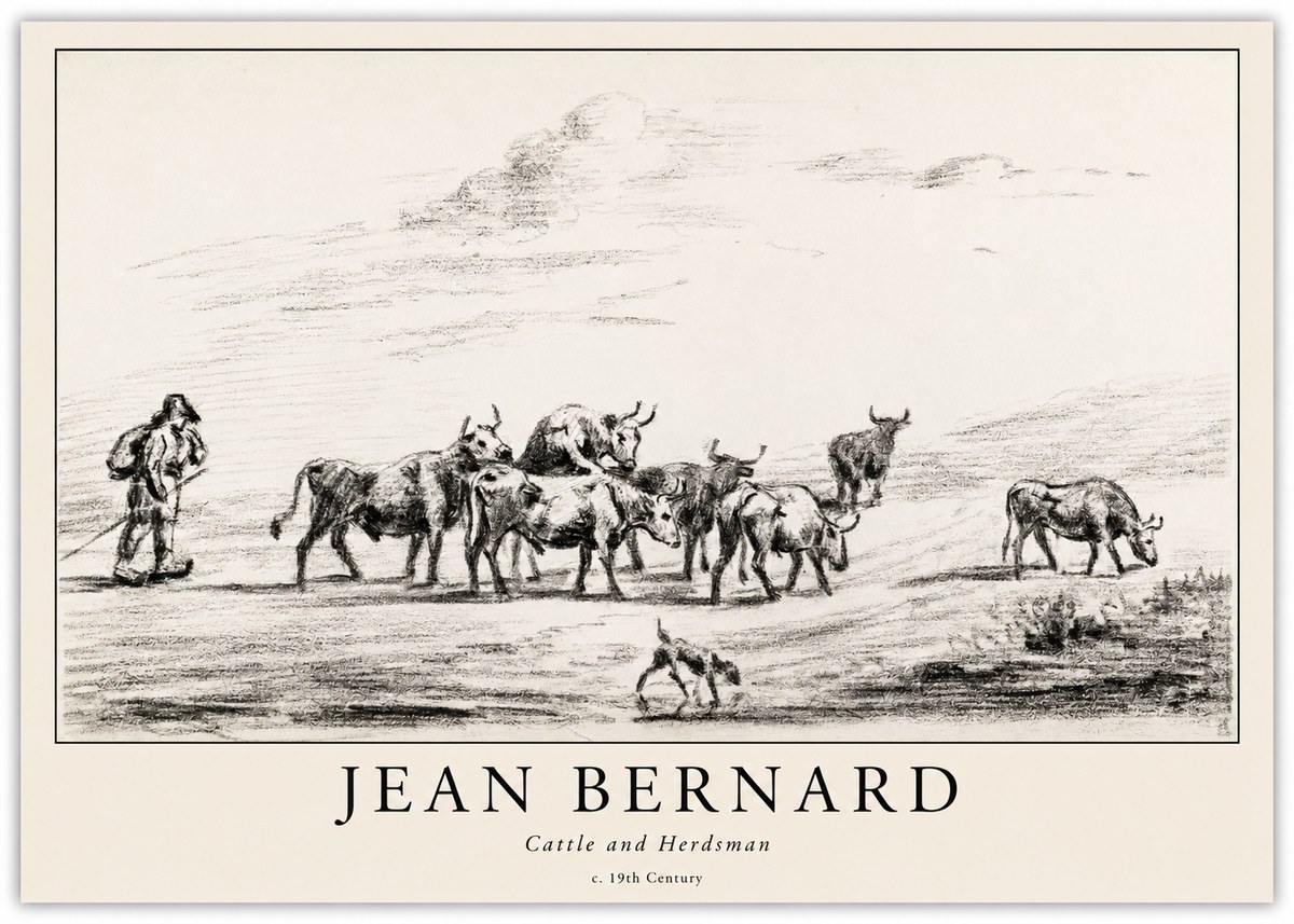 Jean Bernard Cattle and Herder No6 - Póster