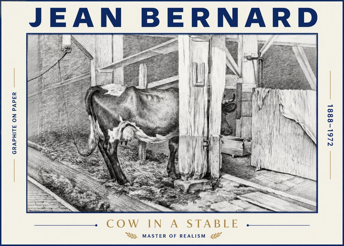 Jean Bernard Cow in a Stable No4 - Póster
