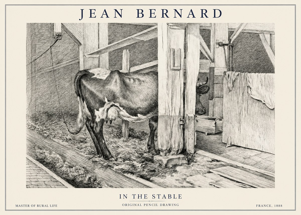 Jean Bernard Cow in a Stable No6 - Póster