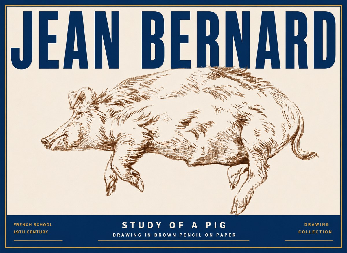 Jean Bernard Study of a Pig II No5 - Póster