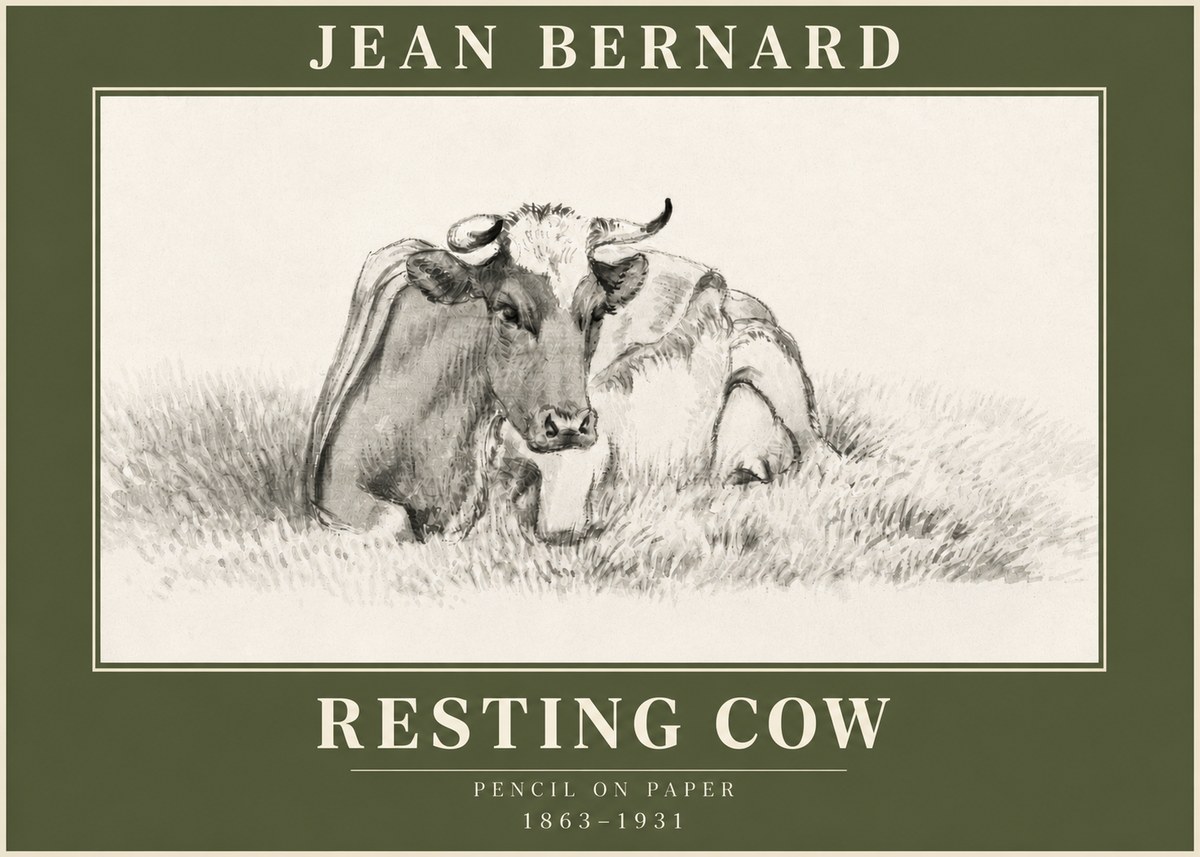 Jean Bernard Resting Cow IV No3 - Póster