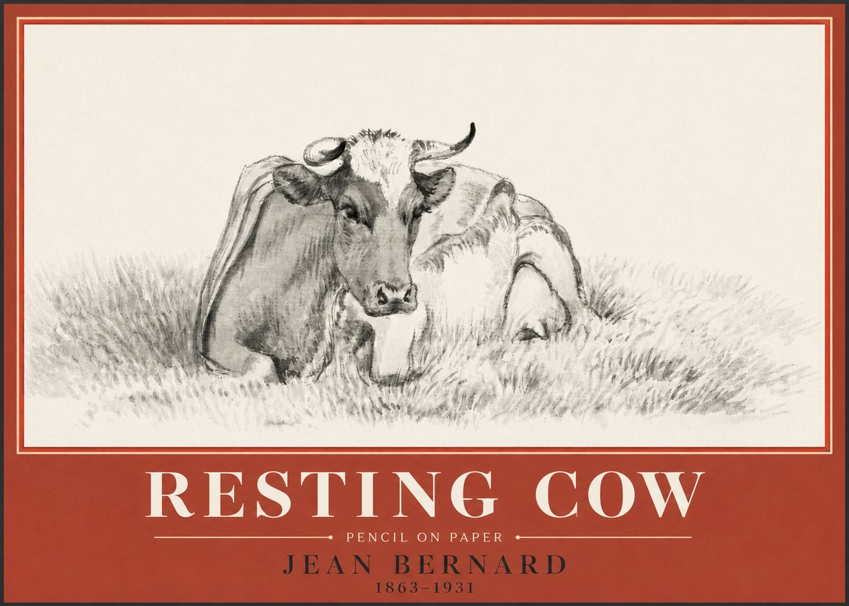 Jean Bernard Resting Cow IV No4 - Póster