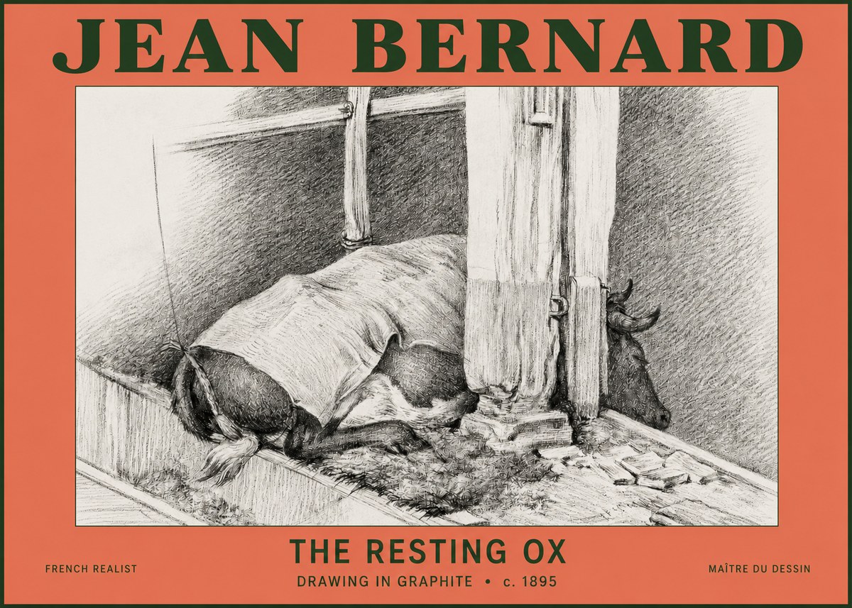 Jean Bernard The Resting Ox No2 - Póster