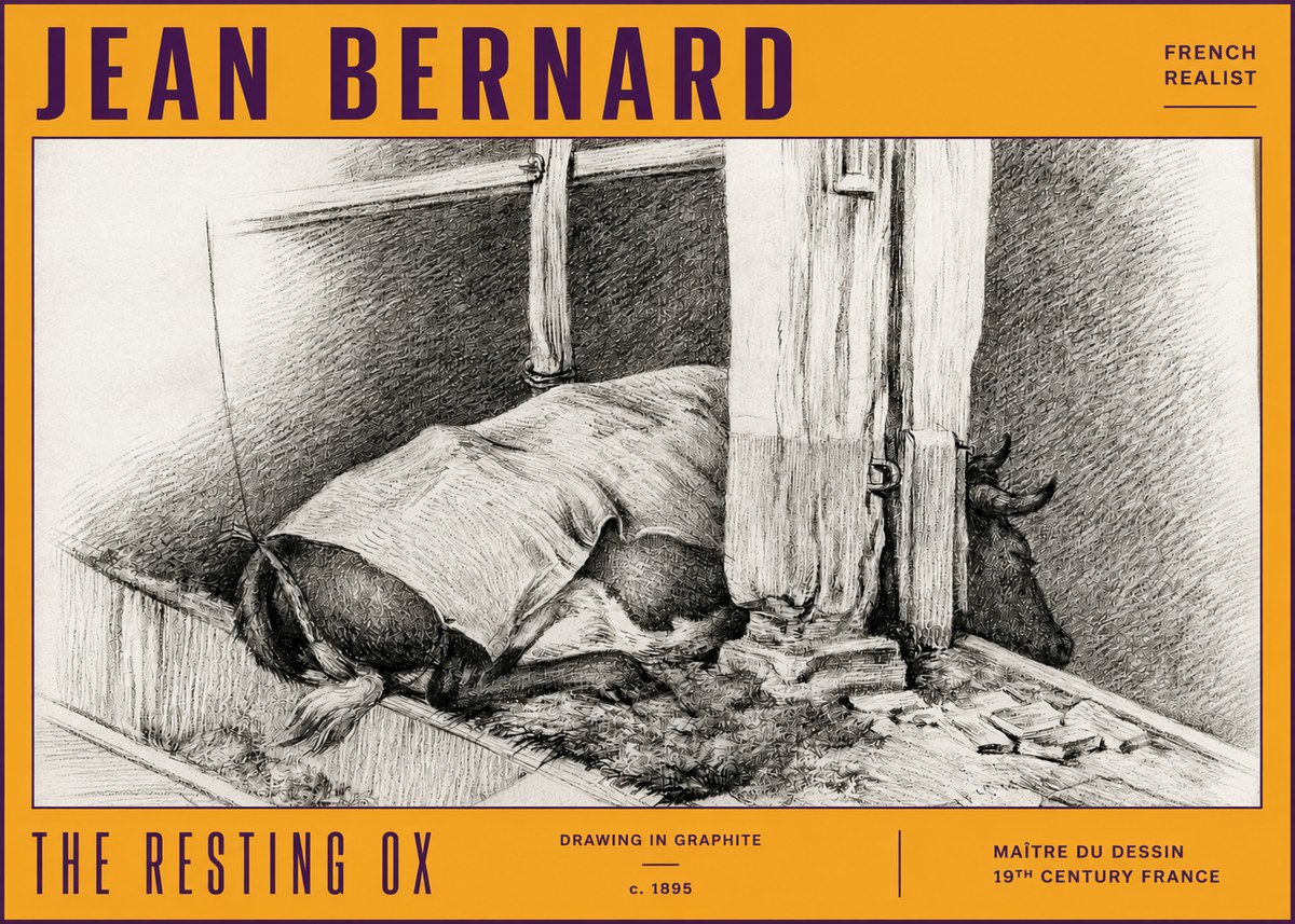 Jean Bernard The Resting Ox No4 - Póster