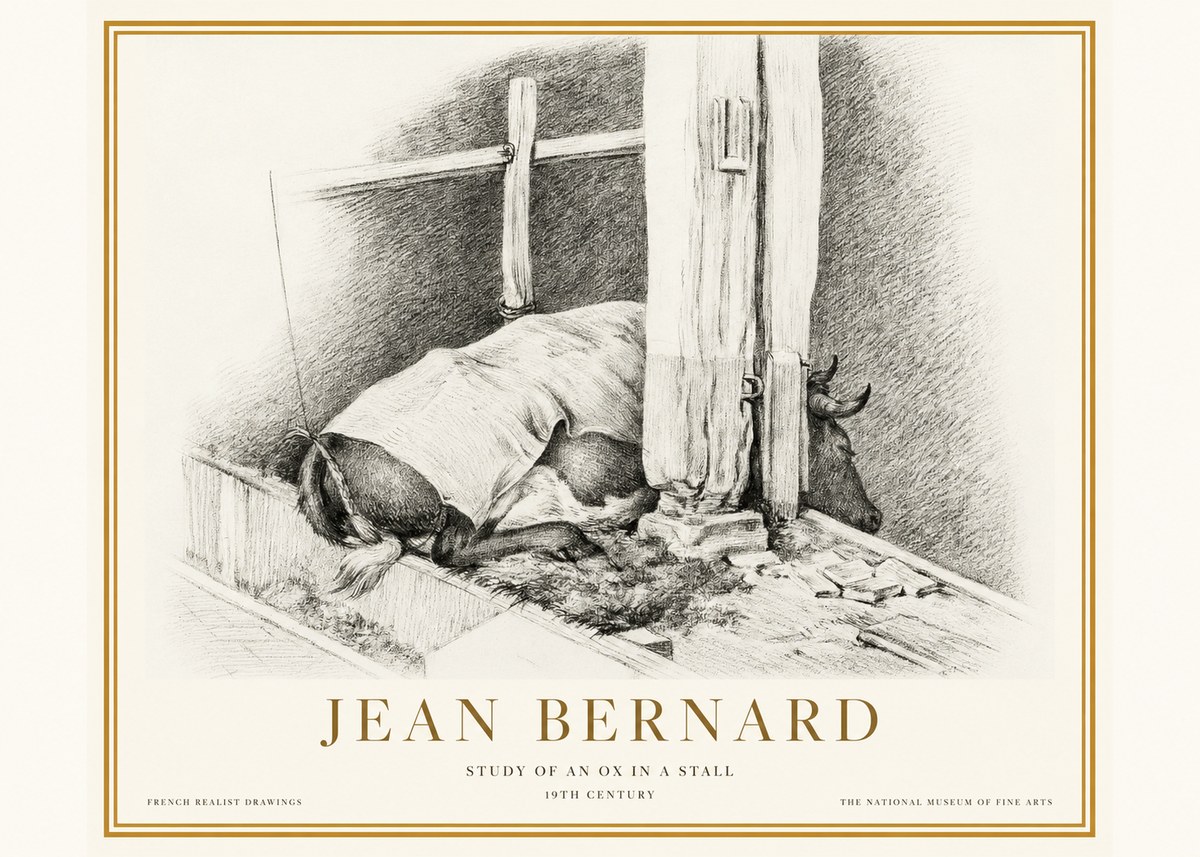 Jean Bernard The Resting Ox No5 - Póster