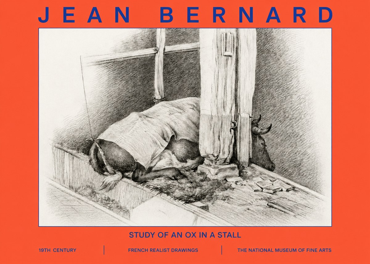 Jean Bernard The Resting Ox No6 - Póster