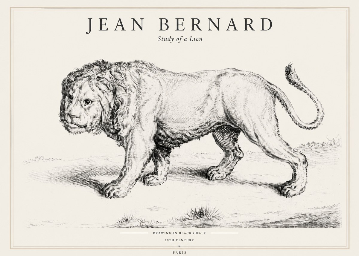 Jean Bernard Study of a Lion II No1 - Póster