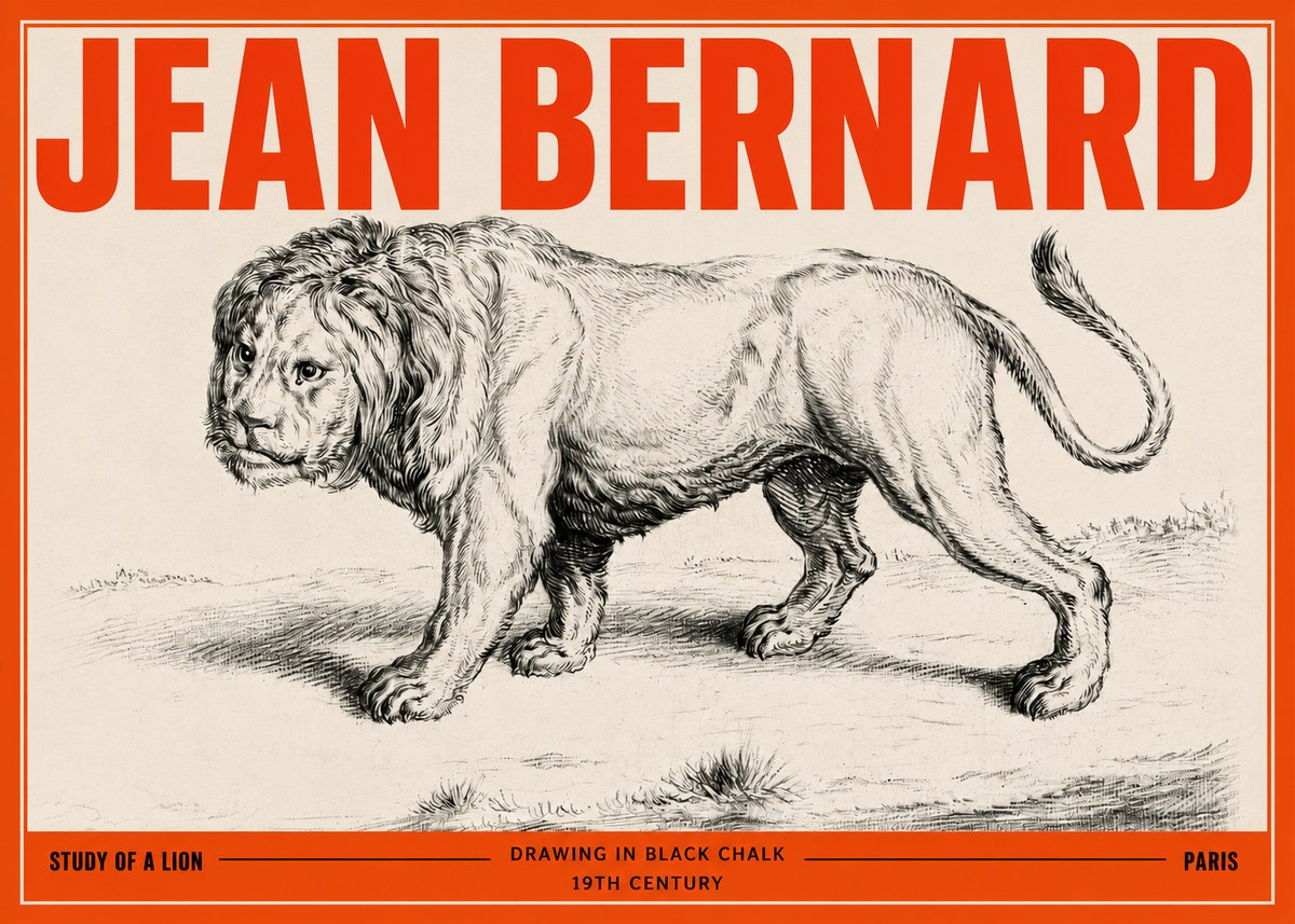Jean Bernard Study of a Lion II No3 - Póster