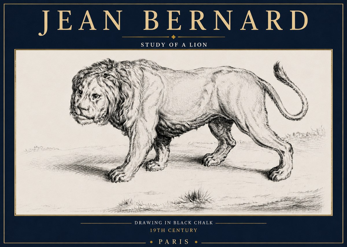 Jean Bernard Study of a Lion II No4 - Póster