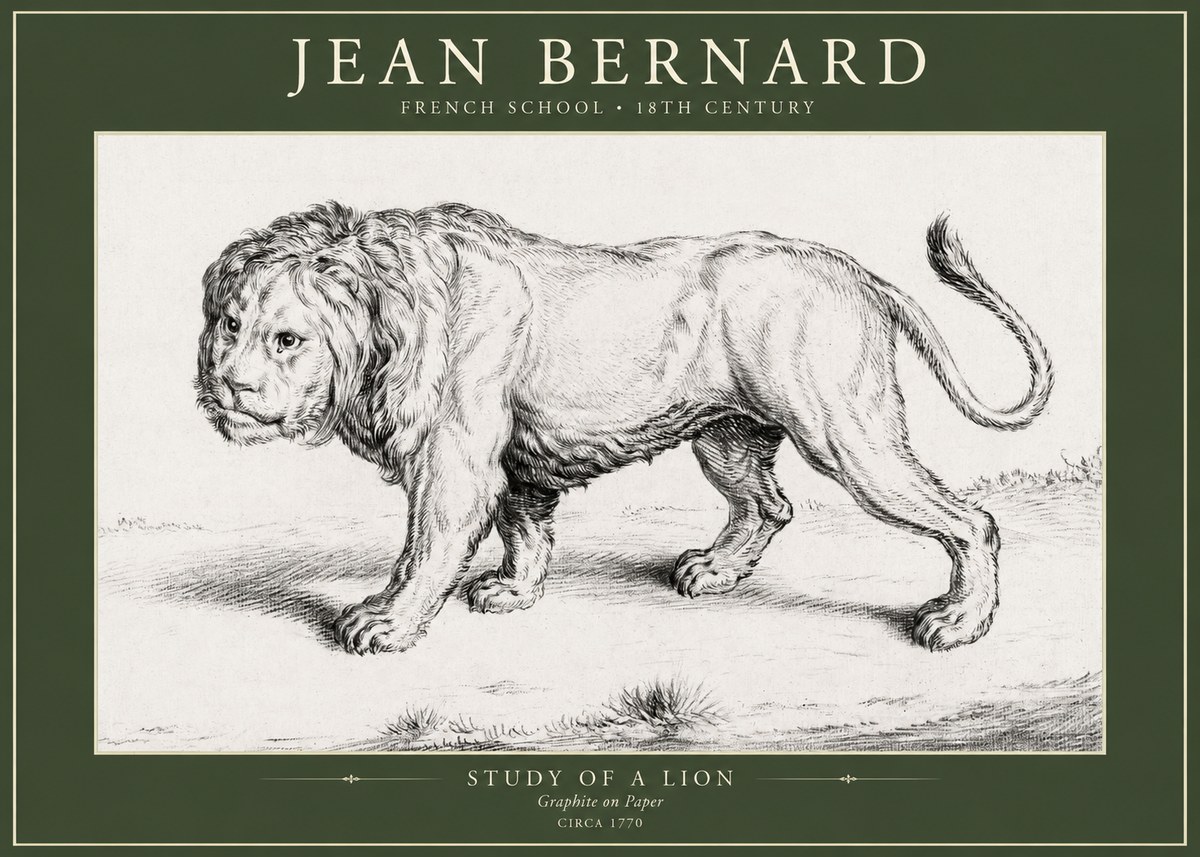 Jean Bernard Study of a Lion II No5 - Póster