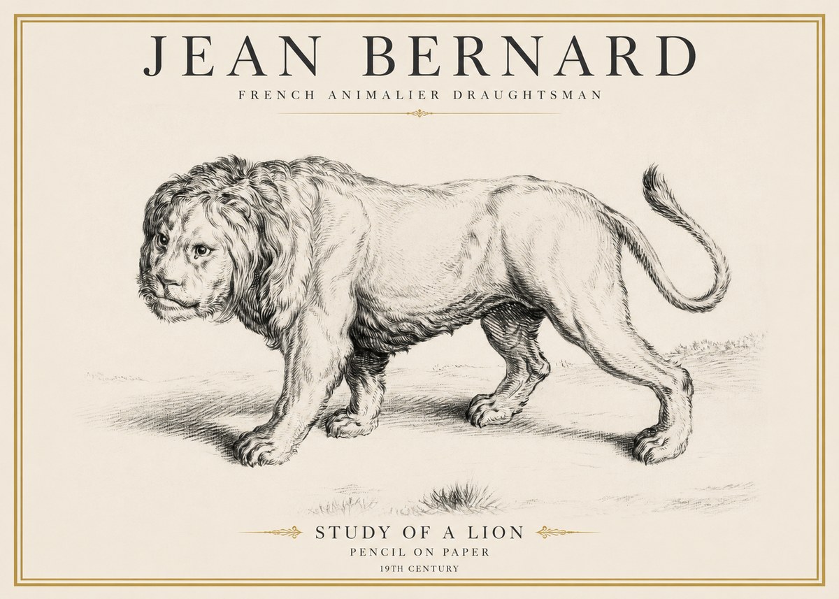 Jean Bernard Study of a Lion II No6 - Póster