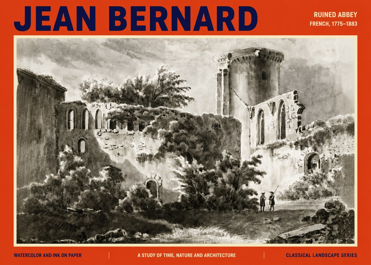 Jean Bernard Ruins of an Old Abbey No4 - Póster