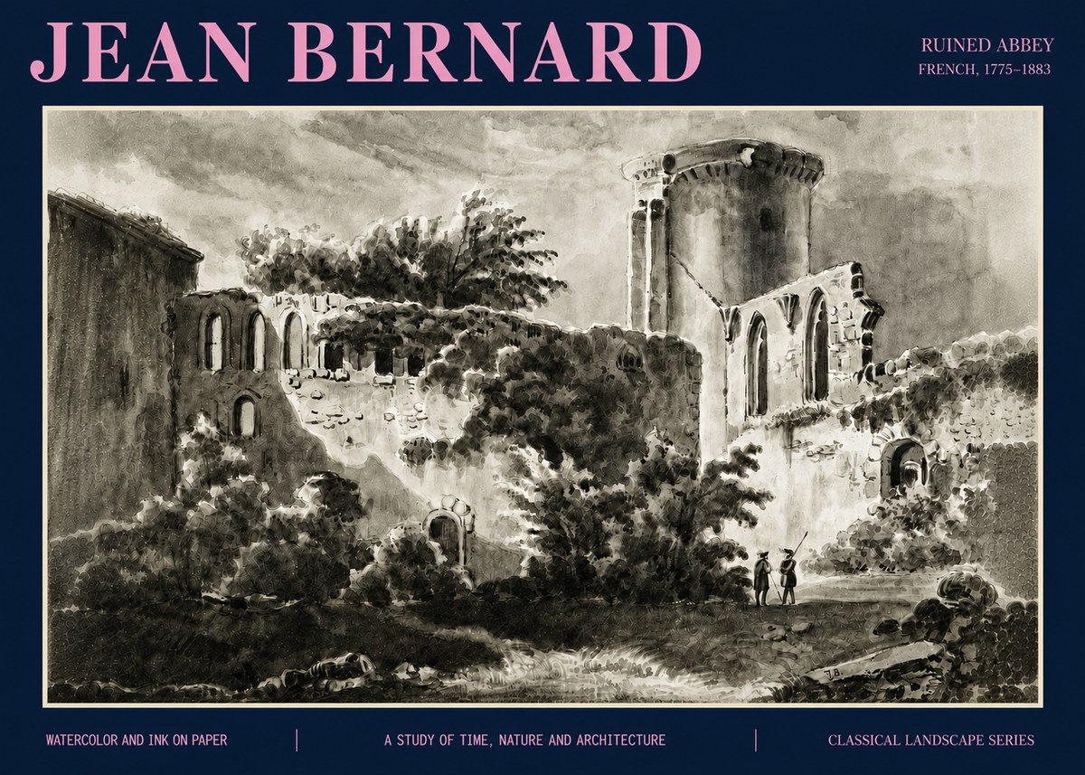 Jean Bernard Ruins of an Old Abbey No5 - Póster
